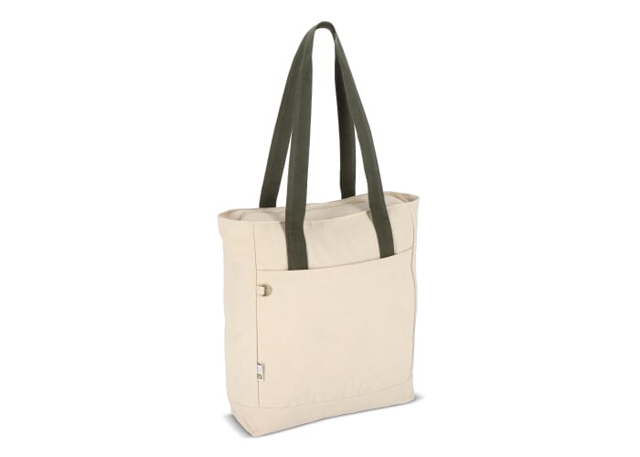 Sac cabas 310g/m² personnalisable recyclé Reuuz Canvas Ecru / Vert olive